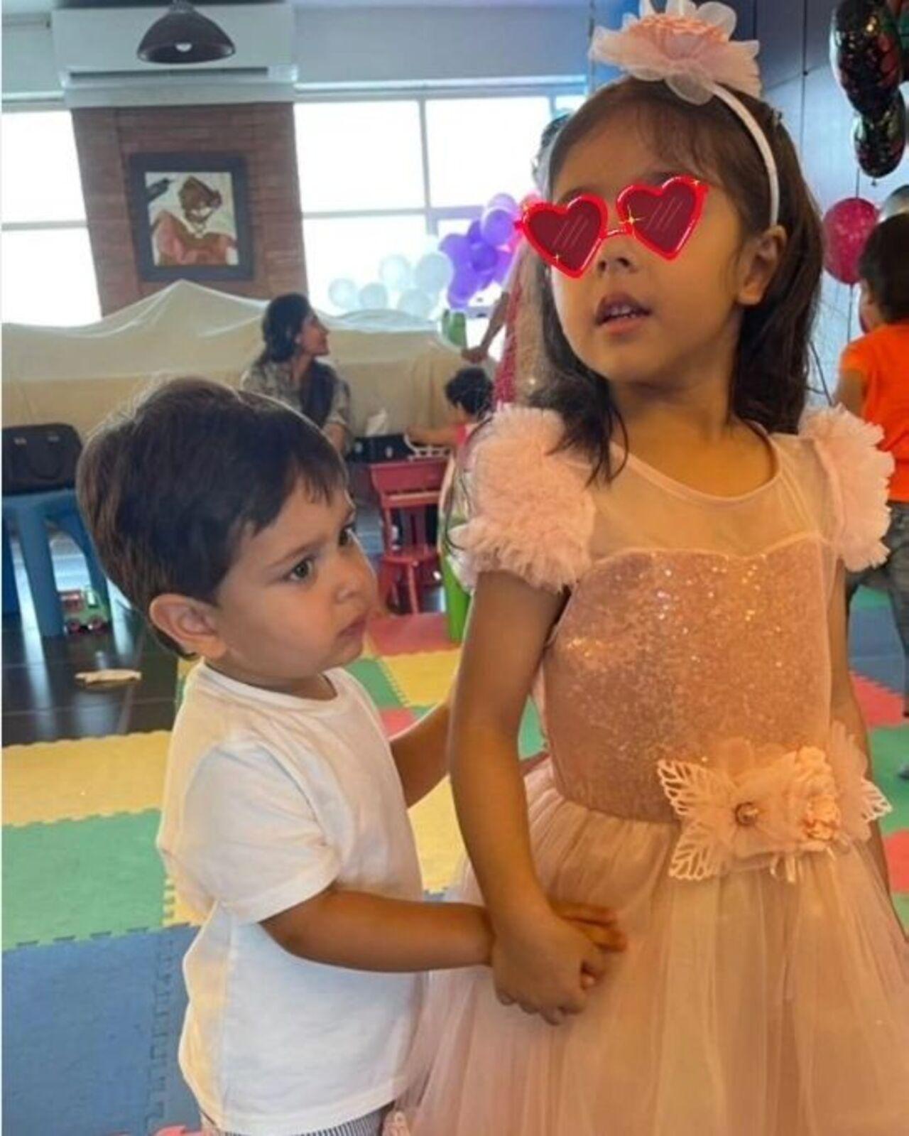Inaaya Naumi Kemmu and her younger cousin brother Jeh Ali Khan had each other's company at a party